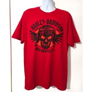 NWOT Harley Davidson Shirt Men XLarge Red Spell Out 2018 Motorcycle Biker Skull